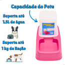 Kit Comedouro/Bebedouro Dupla Função Dispenser Automático 1 Kg Ração/1,5 Litros Água Cães e Gatos