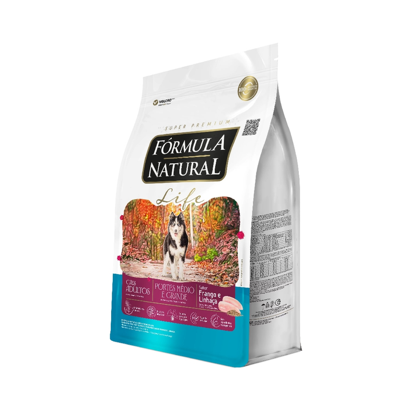 Ração Fórmula Natural Life Cães Adultos Porte Médio e Grande 15kg Adimax