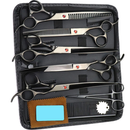 YH-7 PCS Pet Tesoura De Corte De Cabelo, Galvanizado Preto Pet Tesoura De Corte De Cabelo Set para Pet Groom