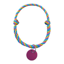 Coleira colar de cordas trançadas ajustável com plaquinha de identificação para cachorro e gato