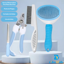 KIT 4 Pçs para Pets: Escova Removedora Tira Pelos de Cães E Gatos +Pente de Pulgas+Cortador de Unhas+Lixa de Unha PET-01