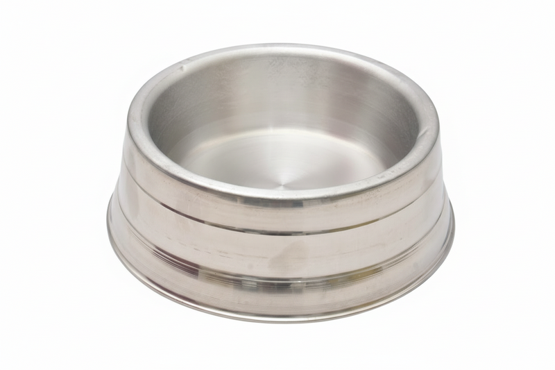 Comedouro Pesado Polido de Alumínio Para Cães Pote De Ração Resistente