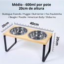 Suporte Elevado para Comedouro e Bebedouro com Potes de Inox
