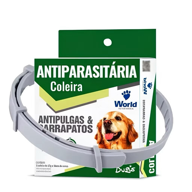 Coleira Antipulgas e Carrapatos Antiparasitária Dugs para Cães